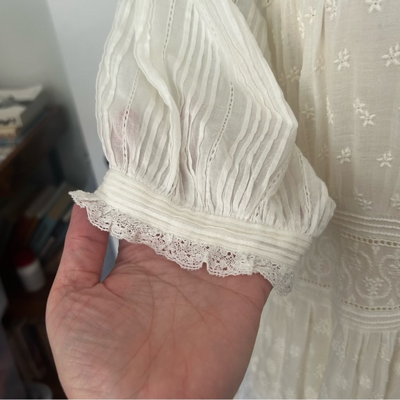 Doen Sz Large Rolande Tiered Embroidered Organic Cotton-Voile Midi Dress in Salt - Picture 12 of 16